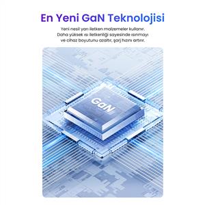 UGREEN 20W GaN Hızlı Şarj Cihazı Type-C QC PD 1xUSB-C, 1xUSB-A, Siyah