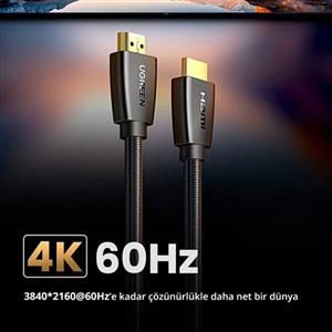 UGREEN Örgülü 4K 18 Gb/s HDMI 2.0 Kablo 1.5 Metre - Siyah