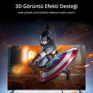 UGREEN UHD 4K Yüksek Hızlı Ethernet ve HDMI Kablosu, 2 Metre - Siyah