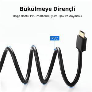 UGREEN UHD 4K Yüksek Hızlı Ethernet ve HDMI Kablosu, 1 Metre - Siyah
