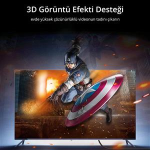 UGREEN UHD 4K Yüksek Hızlı Ethernet ve HDMI Kablosu, 1 Metre - Siyah
