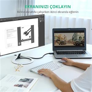 UGREEN 4K Displayport to HDMI Dönüştürücü Kablo 3 Metre - Siyah