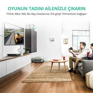 UGREEN HDMI to DVI 1080P Çift Yönlü Görüntü Aktarma Kablosu 3 Metre - Siyah