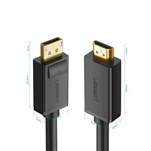 UGREEN 4K Displayport to HDMI Dönüştürücü Kablo 1.5 Metre - Siyah