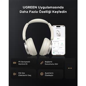 UGREEN HiTune Max6 Studio Pro Hibrit ANC Kablosuz Kulak Üstü Kulaklık - Beyaz