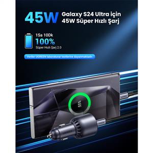 UGREEN 63W 2 Portlu Araç İçi Şarj Cihazı Çakmaklık Adaptörü