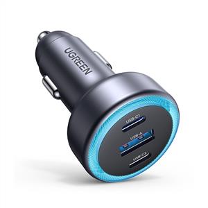 UGREEN 30W 3 Portlu Araç İçi Şarj Cihazı Çakmaklık Adaptörü - Siyah