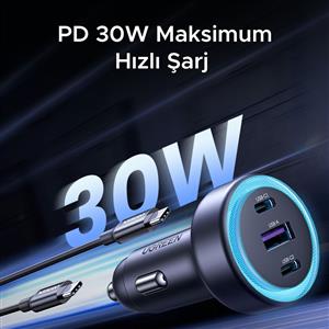 UGREEN 30W 3 Portlu Araç İçi Şarj Cihazı Çakmaklık Adaptörü - Siyah