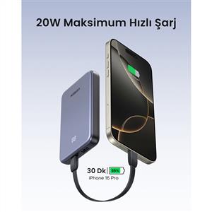 UGREEN 10.000 mAh 20 W Hızlı Şarj Powerbank PD/QC Taşınabilir Şarj Cihazı - Siyah