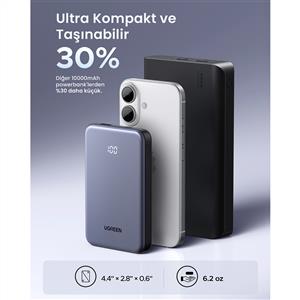 UGREEN 10.000 mAh 20 W Hızlı Şarj Powerbank PD/QC Taşınabilir Şarj Cihazı - Siyah