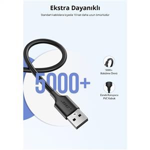 UGREEN USB-A to Micro USB Hızlı Şarj Kablosu 1 Metre - Siyah