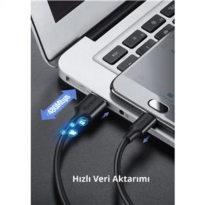 UGREEN USB-A to Micro USB Hızlı Şarj Kablosu 1 Metre - Siyah