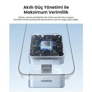 UGREEN MagFlow 2-in-1 25W Magnetik Wireless MagSafe Kablosuz Şarj Standı - Gri
