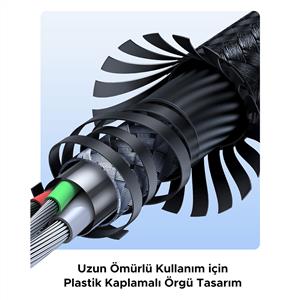 UGREEN USB-C 60W 3A QC PD Örgülü Hızlı Şarj Kablosu 1 Metre - Beyaz