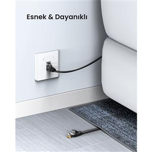 UGREEN CAT6 Flat Ethernet Kablosu, 1 Metre, Siyah