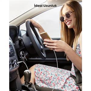 UGREEN USB-C to USB-A 3A QC Örgülü Hızlı Şarj Kablosu 1 Metre - Beyaz