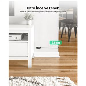 UGREEN Cat6A Slim 10 Gbps Ethernet Kablosu 3 Metre, Siyah