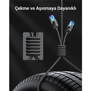 UGREEN Cat8 25Gbps 2000Mhz Örgülü Ethernet Kablosu 3 Metre