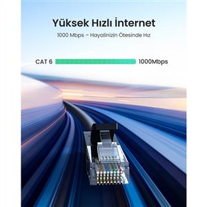 UGREEN CAT6 Ethernet Kablosu 3 Metre - Siyah