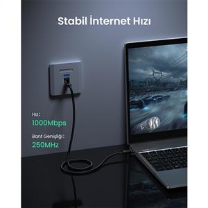UGREEN CAT6 Ethernet Kablosu 3 Metre - Siyah