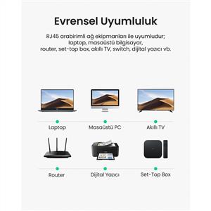 UGREEN CAT6 Ethernet Kablosu 3 Metre - Siyah