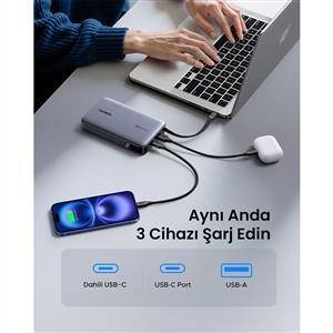 UGREEN Nexode 20.000 mAh 145 W Dahili USB-C Kablolu Hızlı Şarj Powerbank - Siyah