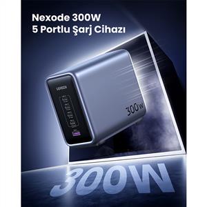 UGREEN Nexode 300W GaN 5 Portlu 4xUSB-C, 1xUSB-A, 2M 240W Kablolu Hızlı Şarj Cihazı