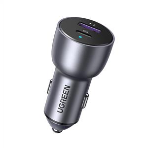 UGREEN 52,5W QC PD USB-C USB-A Hızlı Araç İçi Şarj Cihazı Çakmaklık Adaptörü - Uzay Grisi