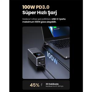UGREEN Nexode 20.000 mAh 130W LED Ekranlı Powerbank - Gri