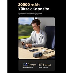 UGREEN Nexode 20.000 mAh 130W LED Ekranlı Powerbank - Gri