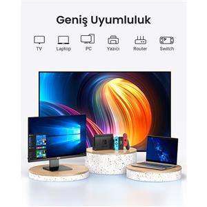 UGREEN RJ45 Cat6 Cat7 Cat8 Ethernet Kablo Uzatma Aparatı - Siyah
