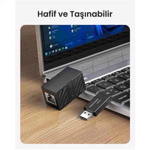 UGREEN RJ45 Cat6 Cat7 Cat8 Ethernet Kablo Uzatma Aparatı - Siyah