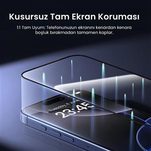 UGREEN iPhone 17 Pro Uyumlu Ultra Tam Ekran Temperli Cam Toz Dirençli (2’li Paket)- Şeffaf