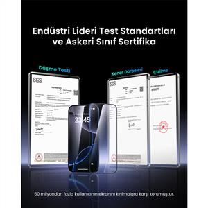 UGREEN iPhone 17 Pro Uyumlu Ultra Tam Ekran Temperli Cam Toz Dirençli (2’li Paket)- Şeffaf