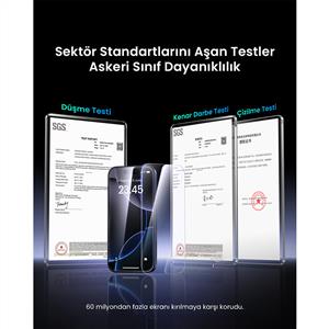 UGREEN iPhone 17 Pro Max Uyumlu Ultra Şeffaf Tam Ekran Temperli Cam Toz Dirençli