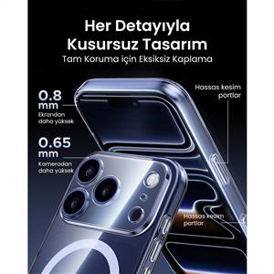 UGREEN iPhone 17 Pro Uyumlu MagSafe Korumalı Darbe Emici Telefon Kılıfı - Şeffaf