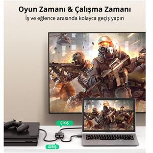 UGREEN 2 In 1 Out Çift Yönlü HDMI Switch 4K@60Hz - Siyah