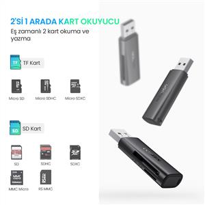 UGREEN USB 3.0  Kart Okuyucu TF/SD - Siyah