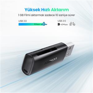 UGREEN USB 3.0  Kart Okuyucu TF/SD - Siyah