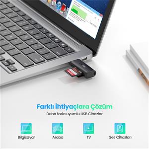 UGREEN USB 3.0  Kart Okuyucu TF/SD - Siyah