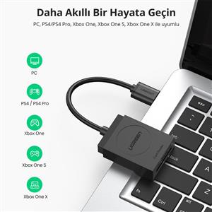 UGREEN USB 3.0 Kart Okuyucu TF+SD - Siyah