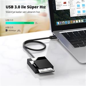 UGREEN USB 3.0 All-in-One Kart Okuyucu 50cm - Siyah