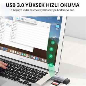 UGREEN USB-C +USB-A To TF/SD 3.0 Kart Okuyucu - Siyah