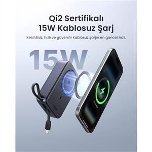 UGREEN Zapix 20.000 mAh MagSafe Wireless Hızlı Şarj Dahili 30W USB-C Kablolu Powerbank