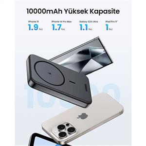 UGREEN 10.000 mAh 20W Magsafe Wireless Kablosuz Hızlı Powerbank - Siyah