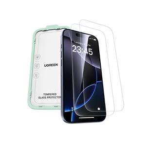 UGREEN iPhone 17 Pro Uyumlu Ultra Şeffaf Tam Ekran Temperli Cam – Toz Dirençli, 2’li Paket