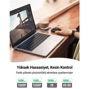 UGREEN 90374 4000 DPI SESSIZ KABLOSUZ MOUSE-YEŞİL