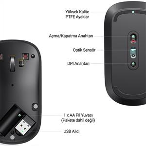 UGREEN 90374 4000 DPI SESSIZ KABLOSUZ MOUSE-YEŞİL