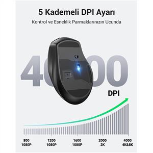UGREEN 25752 4000 DPI ERGONOMIK SESSIZ KABLOSUZ MOUSE-KIRMIZI