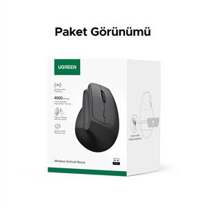 UGREEN 55916 4000 DPI DİKEY ERGONOMIK BLUETOOTH MOUSE-SİYAH